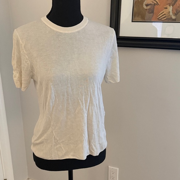NWT Calvin Klein Women's Fine Gauge Knit Short Sleeve Sweater White Size Small - Picture 2 of 8